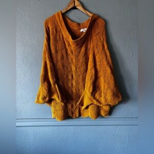 Andrée by Unit Golden Yellow Batwing Off-Shoulder Knit Sweater 2X